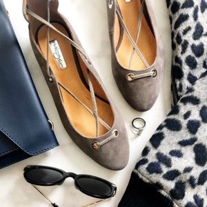 Halogen Taupe Suede Lace-Up Flats